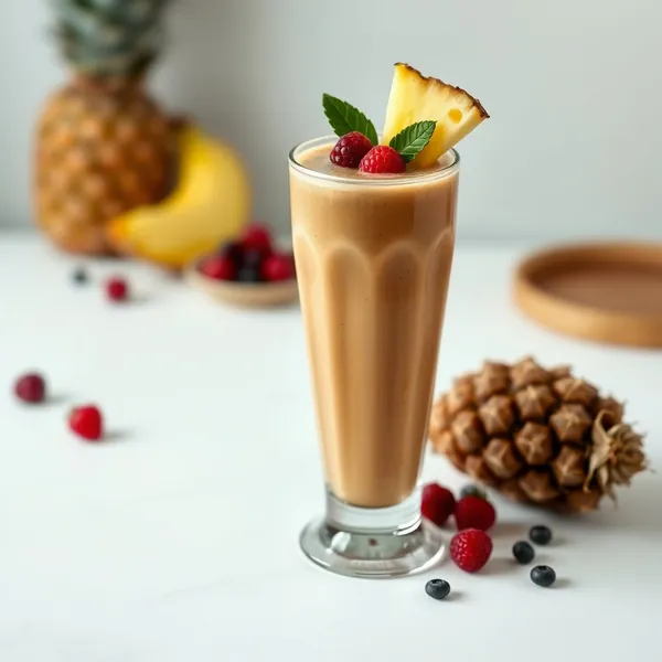Smoothie mit Ananas und Eiskaffee