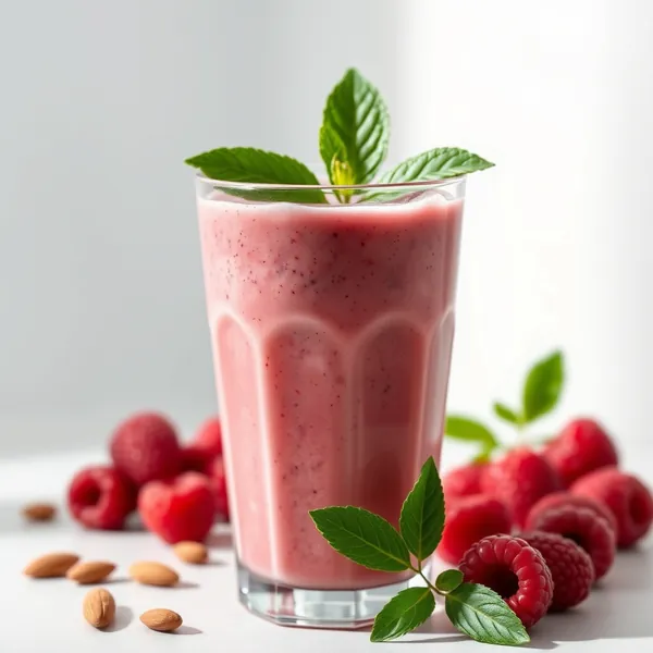 Smoothie Antiossidante di Lampone, Mandorla e Latte di Cocco