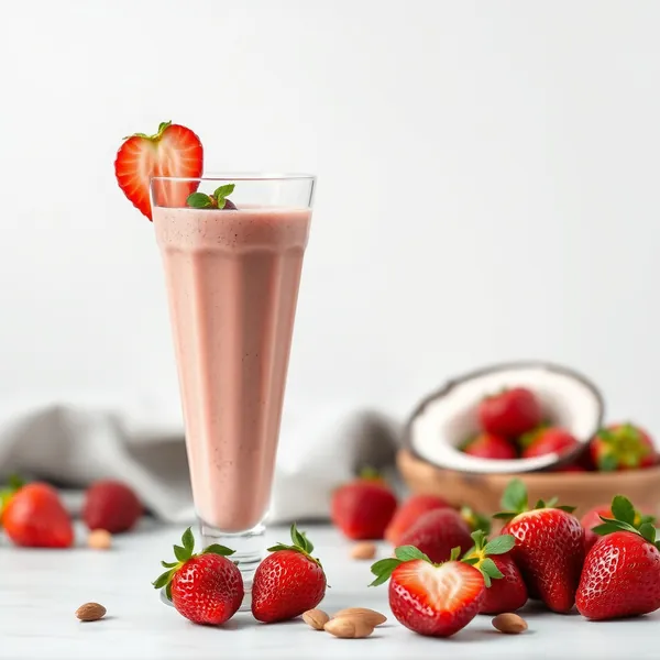 Antioxidant Strawberry Almond Coconut Milk Smoothie