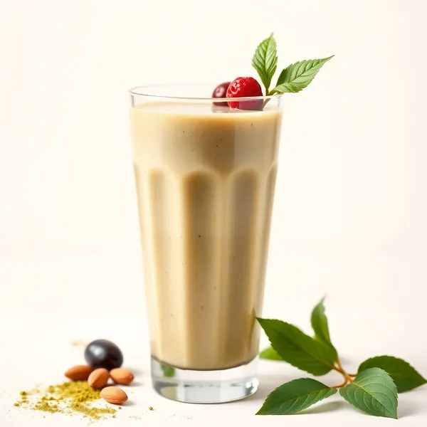 Kühler Mandelbutter Matcha Tee Smoothie
