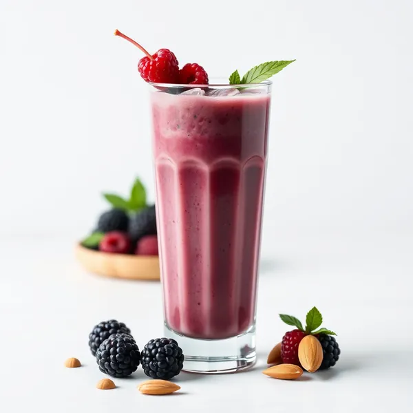 Batido de Amora e Leite de Amêndoa Frio