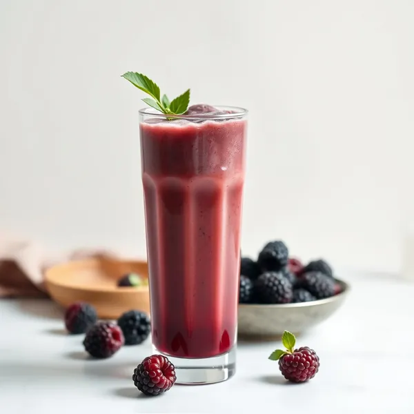 Kaltgetränk mit Brombeeren und Kaffee