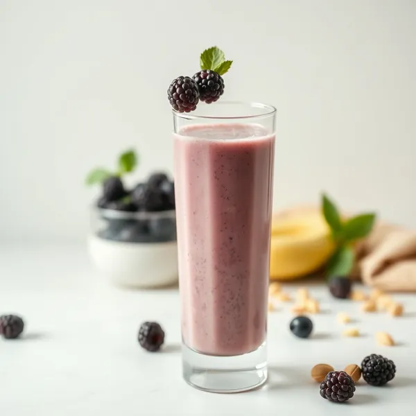Smoothie aus Pistazienmilch und Brombeeren