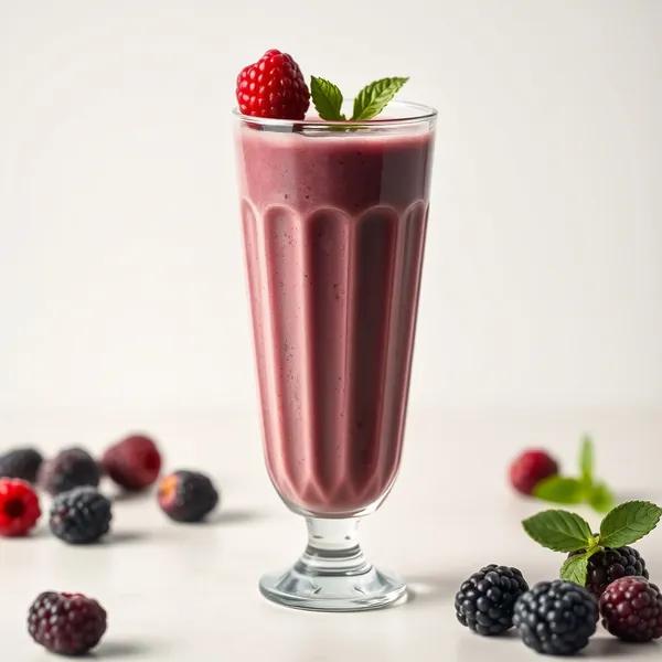 Kühler Brombeer-Protein-Shake