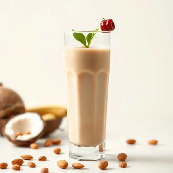 Smoothie Frio de Manteiga de Amendoim, Amêndoa e Leite de Coco