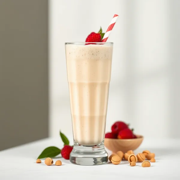 Kühler Erdnussbutter-Macadamia-Milch-Smoothie