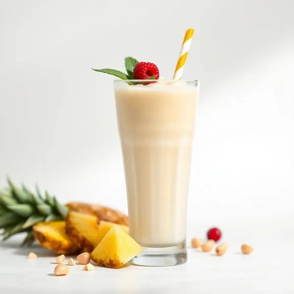 Batido de Piña y Leche de Macadamia Fría