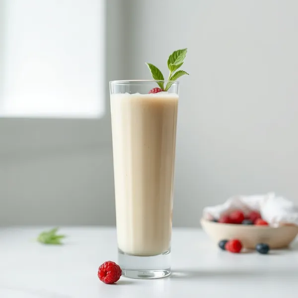 Kühler Proteinshake mit Hanfmilch