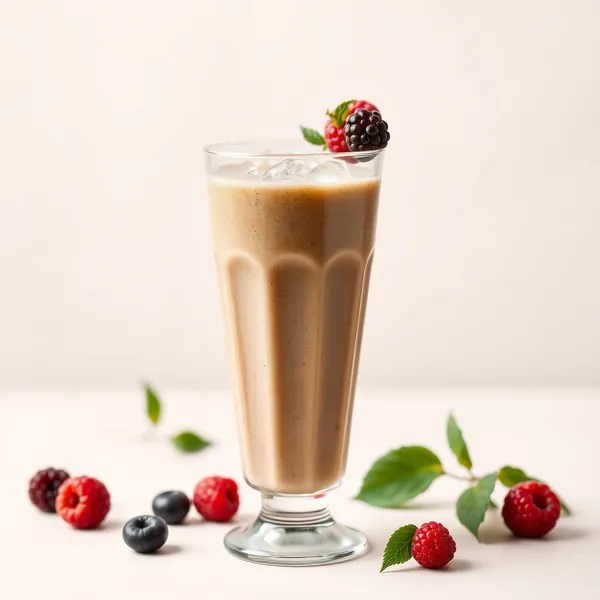 Kalter Proteinshake mit Matcha-Tee
