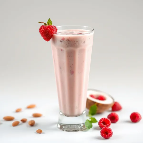Chilled Raspberry Almond Coconut Milk Smoothie