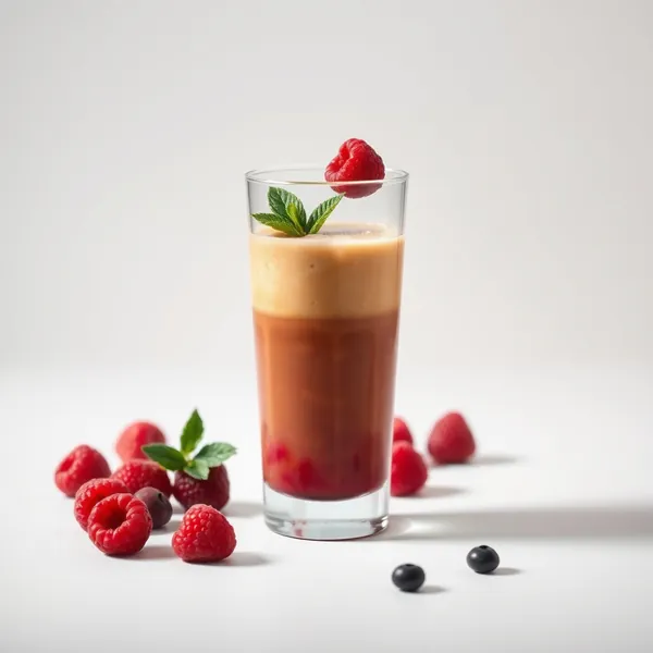 Smoothie mit Kaltem Kaffee und Himbeeren