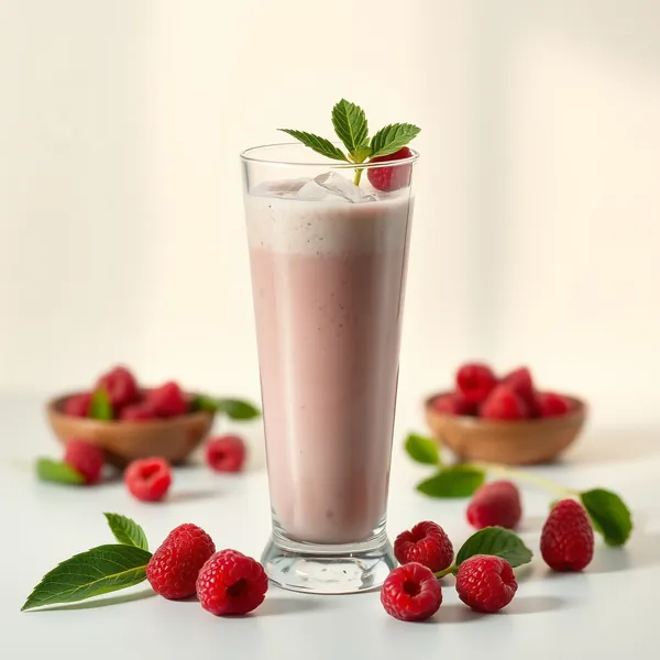Batido de Frambuesa y Leche de Guisante Fría