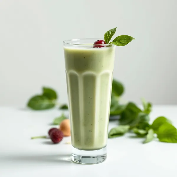 Kühler Spinat-Macadamia-Milch-Smoothie