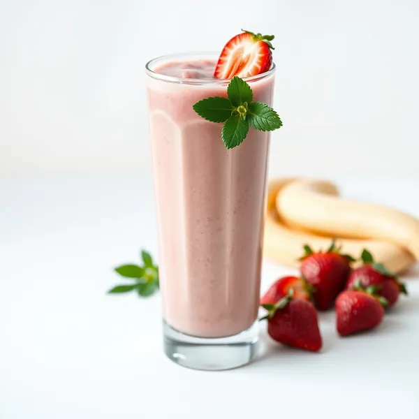 Smoothie de Morango e Leite de Cânhamo Frio