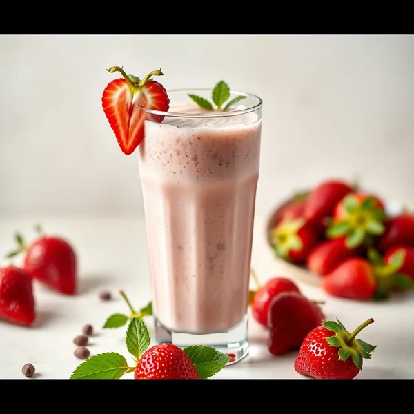 Chilled Strawberry Rice Milk Smoothie