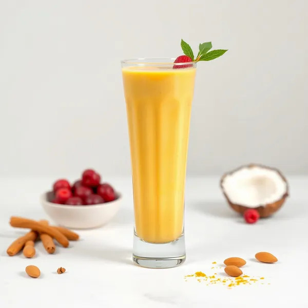 Chilled Turmeric Almond Coconut Milk Smoothie
