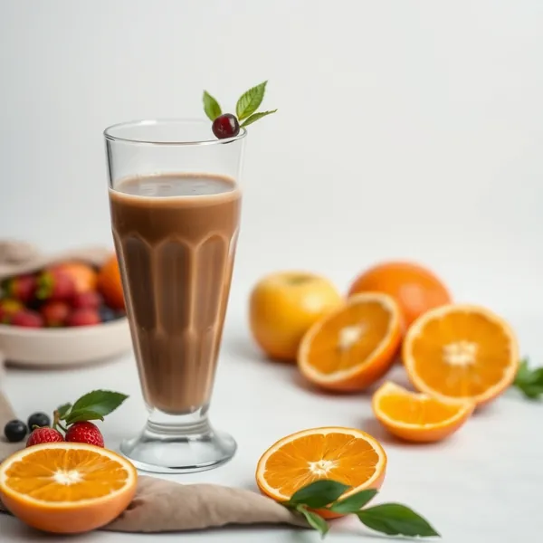 Smoothie aus Apfel-, Orangen- und Schokoladensaft