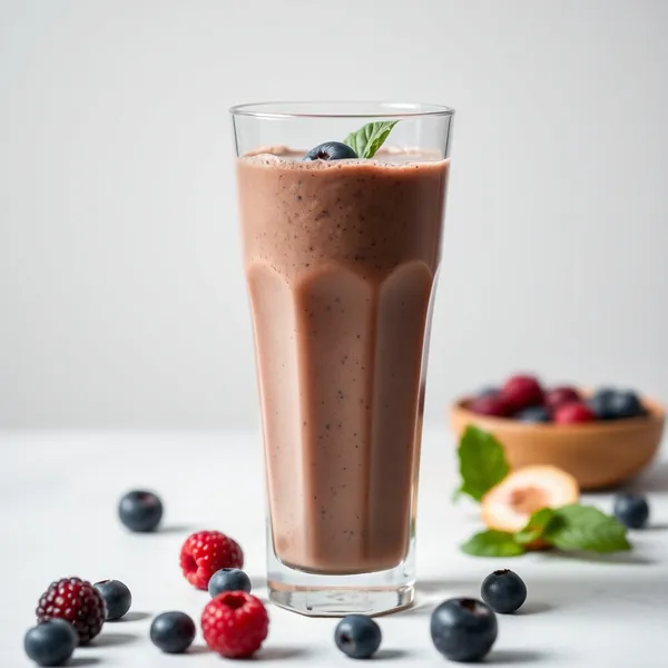 Smoothie au Kefir de Lait aux Myrtilles et au Chocolat