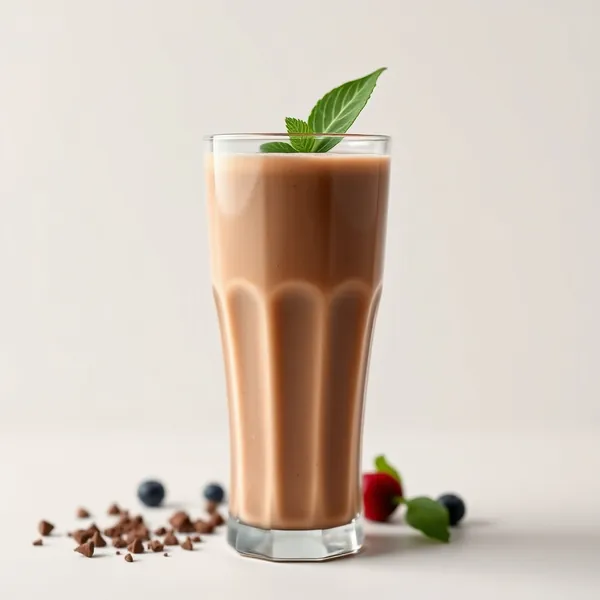 Smoothie aus Sojamilch und Schokoladenproteinpulver
