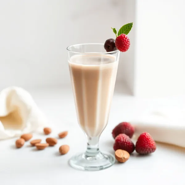 Cremiger Mandelbutter-Haselnussmilch-Smoothie