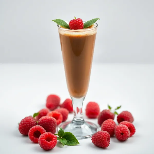 Batido Cremoso de Café Frío con Frambuesas