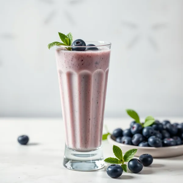 Cremiger Vanille-Blaubeer-Proteinshake