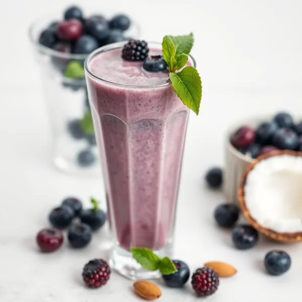 Detoxing Blueberry Almond Coconut Milk Smoothie