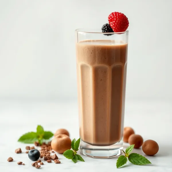 Entgiftender Kakaopulver-Haselnussmilch-Smoothie