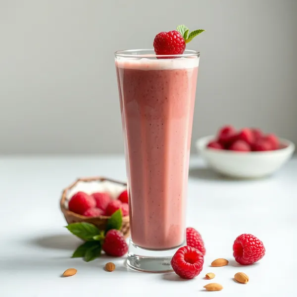 Smoothie Desintoxicante de Framboesa, Amêndoa e Leite de Coco