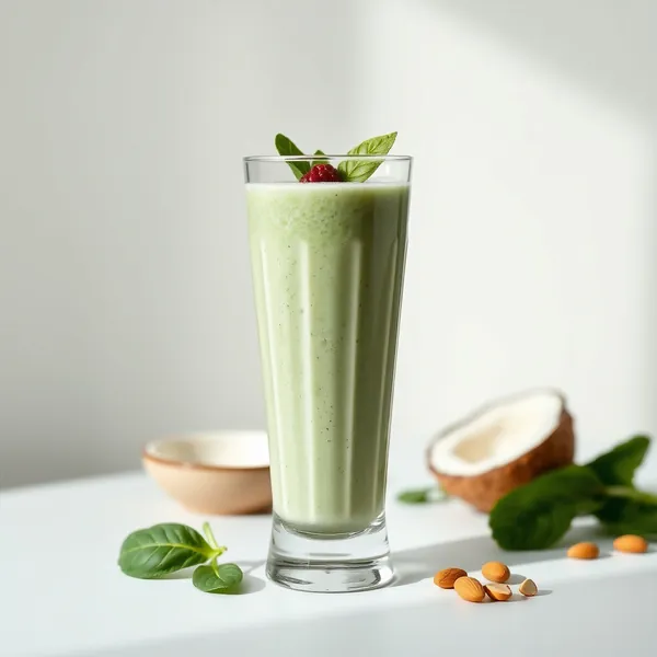 Smoothie Détoxifiant Épinard, Amande et Lait de Coco