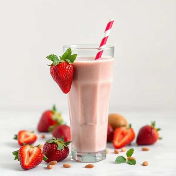 Smoothie Désintoxiquant à la Fraise, Amande et Lait de Coco