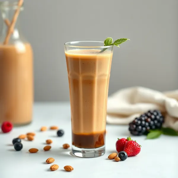 Smoothie Energizante de Manteiga de Amêndoa e Café Frio