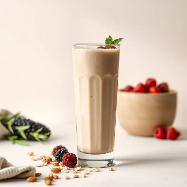 Energiebooster-Mandelbutter-Hafermilch-Smoothie