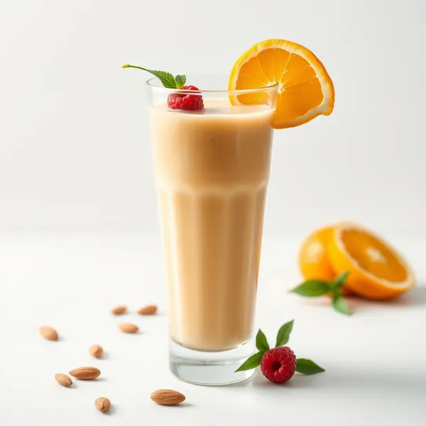 Batido Energizante de Mantequilla de Almendra y Jugo de Naranja