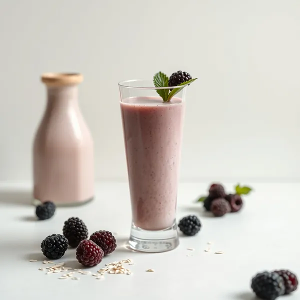 Batido Energizante de Leche de Avena y Moras
