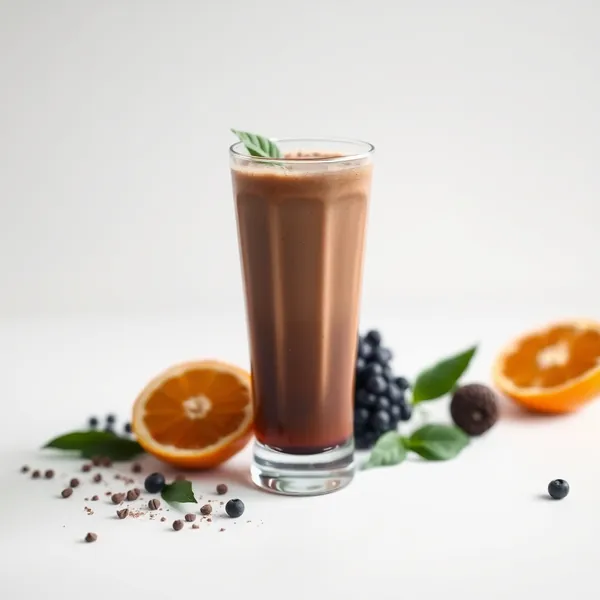 Smoothie Energizante de Cacau em Pó e Suco de Laranja