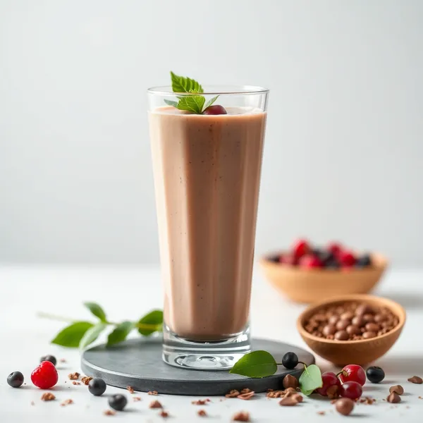 Smoothie Energizante de Cacau em Pó e Leite de Ervilha
