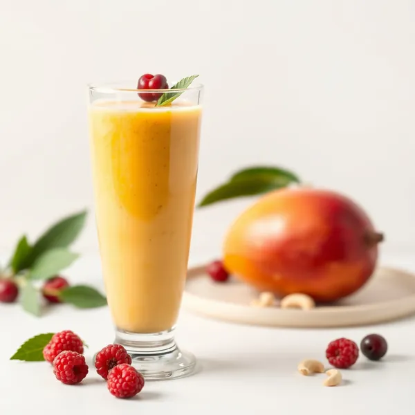 Energiefreundlicher Mango-Cashew-Milch-Smoothie