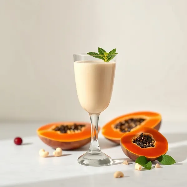 Energiefreundlicher Papaya-Cashew-Milch-Smoothie