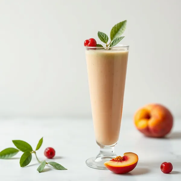 Energieführender Smoothie mit Matcha und Pfirsich