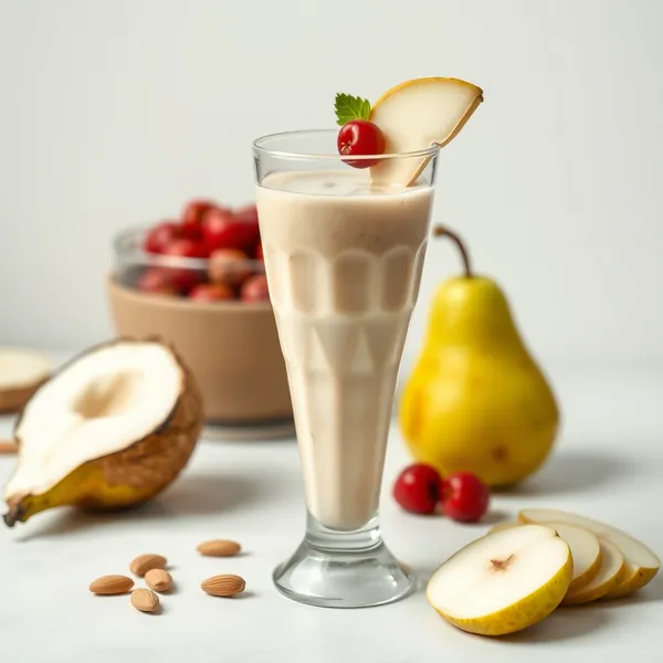 Smoothie Energizzante di Pera, Mandorle e Latte di Cocco