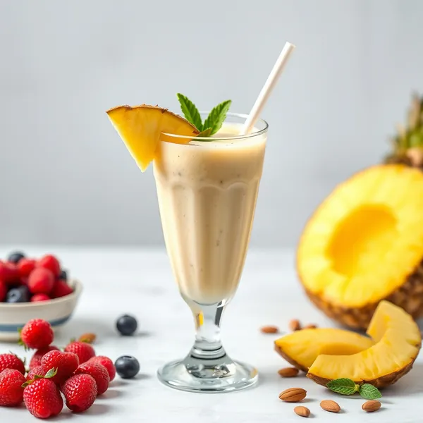 Smoothie Énergisant à l'Ananas, Amande et Lait de Coco