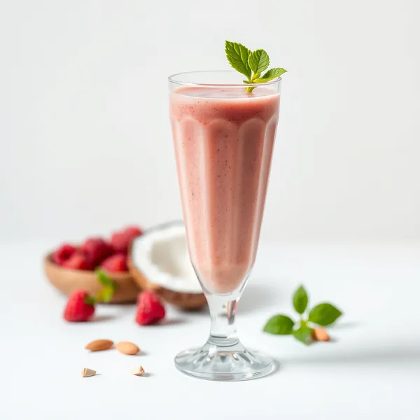 Smoothie Energizante de Framboesa, Amêndoa e Leite de Coco