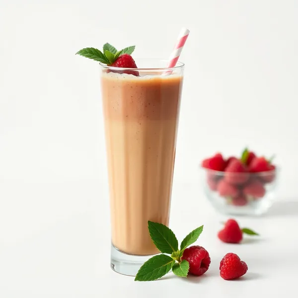 Smoothie Énergisant au Café Froid et Framboise