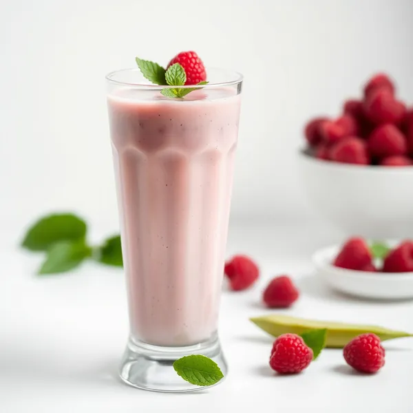 Energisierender Himbeere-Erbsenmilch-Smoothie
