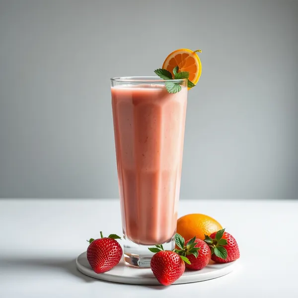 Smoothie Energizante de Suco de Laranja e Morango