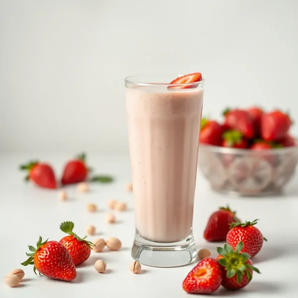 Smoothie Energizante de Morango e Leite de Pistache