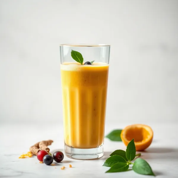 Energie-Steigernder Smoothie aus Reis mit Milch und Kurkuma