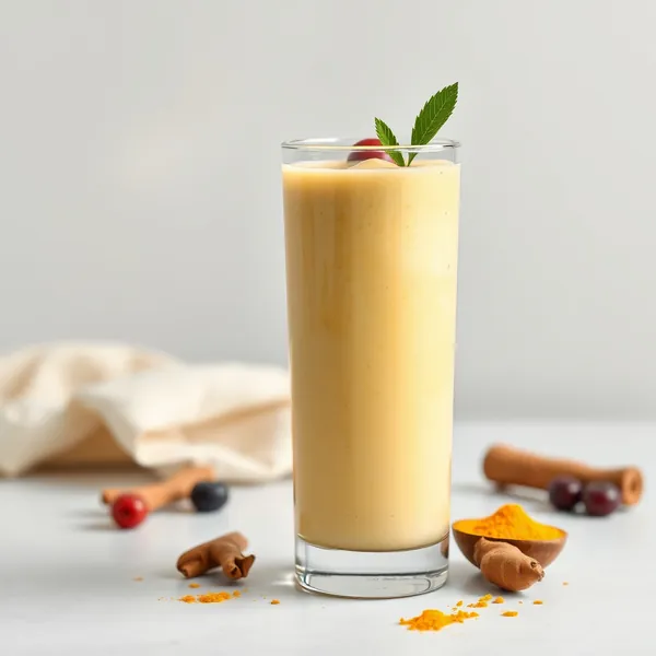 Batido Energizante de Leite de Espelta e Cúrcuma