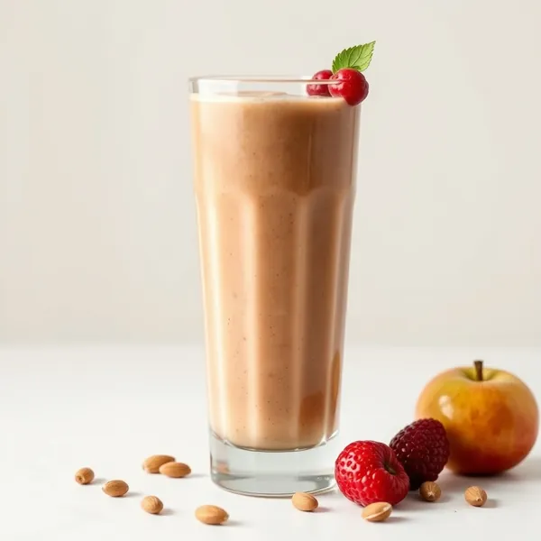 Smoothie aus Mandelbutter und Apfelsaft reich an Ballaststoffen